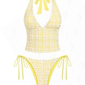 Yellow Plaid Women's Bikini Set NWT